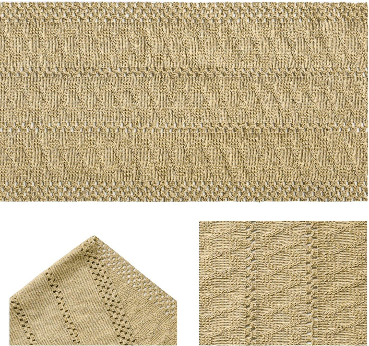 Artoid Mode Burlap Brown Farmhouse Woven Rustic Hollow Table Runner, Seasonal Holiday Hollow Kitchen Dining Table Decoration for Home Party Decor 12x120 Inch