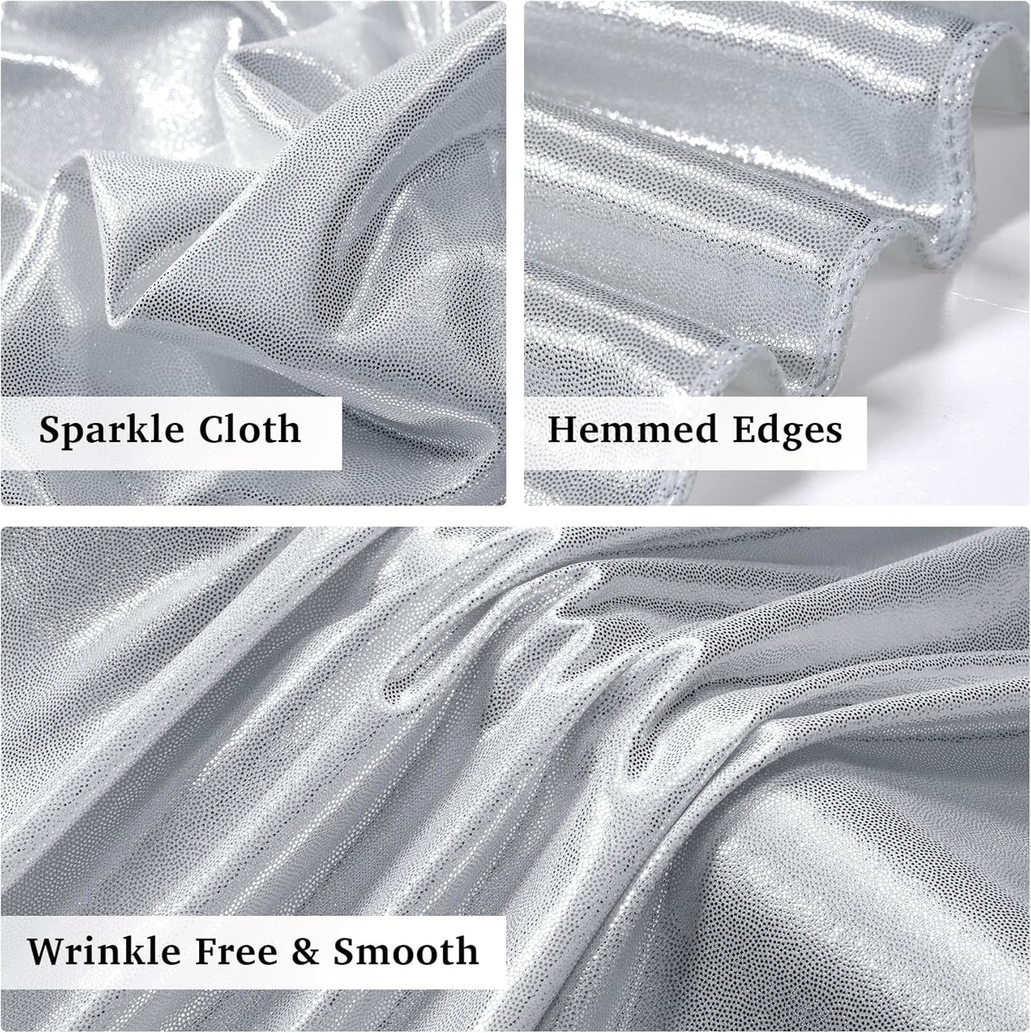 10ftx10ft Sequin Silver Backdrop Curtain for Parties, Wrinkle Free Thick Glitter Photo Backdrop Drapes 2 Panels 5x10FT Shimmer Back Drop Cloth for Wedding Birthday Christmas Photography Background