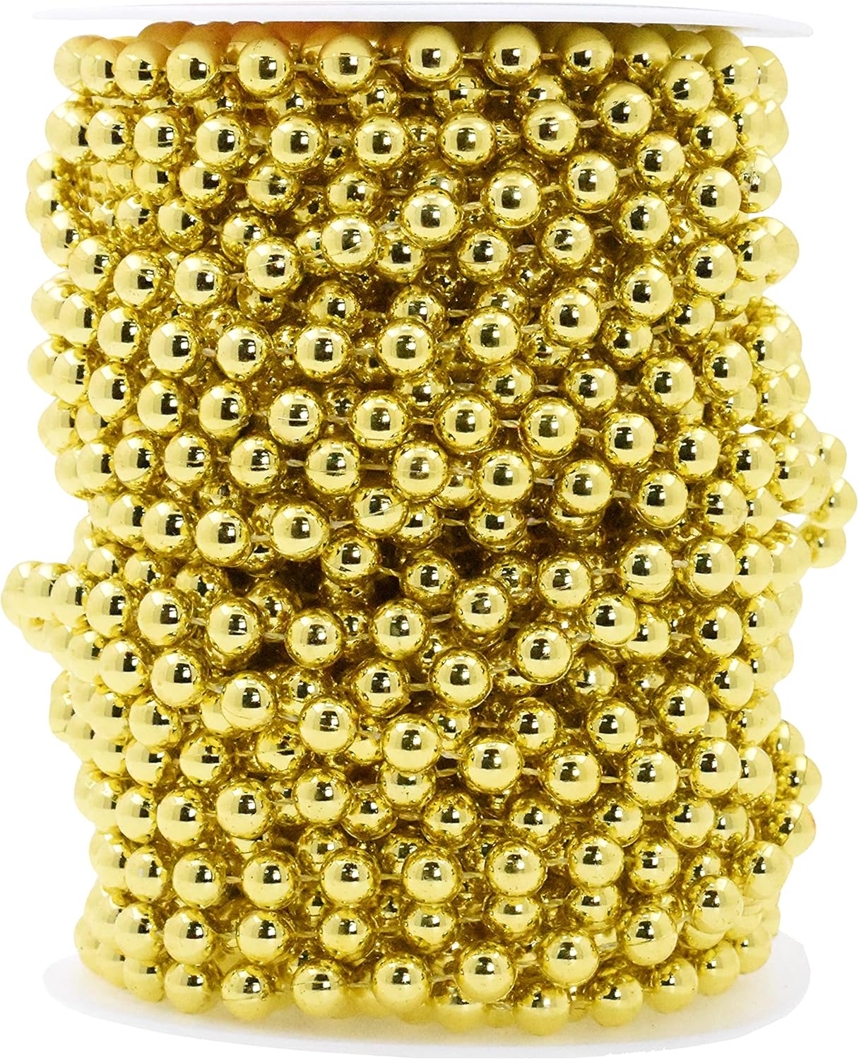 Mandala Crafts 8mm Faux Metallic Gold Pearl Beads Roll - 20 Yards Strand of Fake Pearls Chain Garlands Spool String for Christmas Tree, Wedding, Party, Vases, DIY Decoration