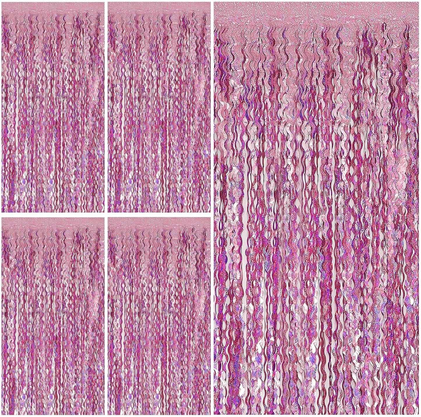 Tinsel Foil Fringe Curtains Wavy Backdrop for Parties Sparkle Metallic Wavy Foil Fringe Backdrop Curtain for Party Decorations Photo Booth Props for Birthday Graduation Wedding