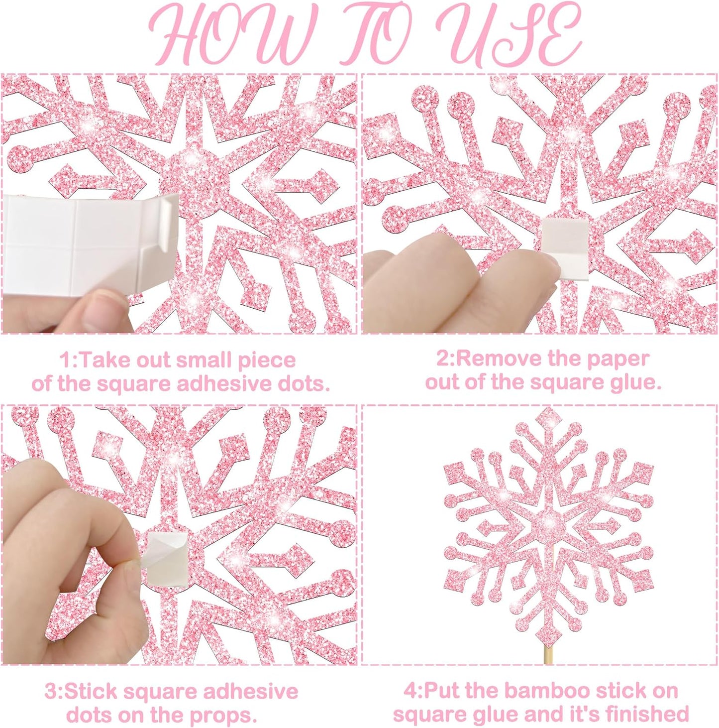 Snowflake Centerpiece Sticks Winter Frozen Theme Party Decorations 12PCS Glitter Snowflakes Table Toppers Ice Snowflake Centerpieces for Christmas Holiday Birthday Party Baby Shower Supplies