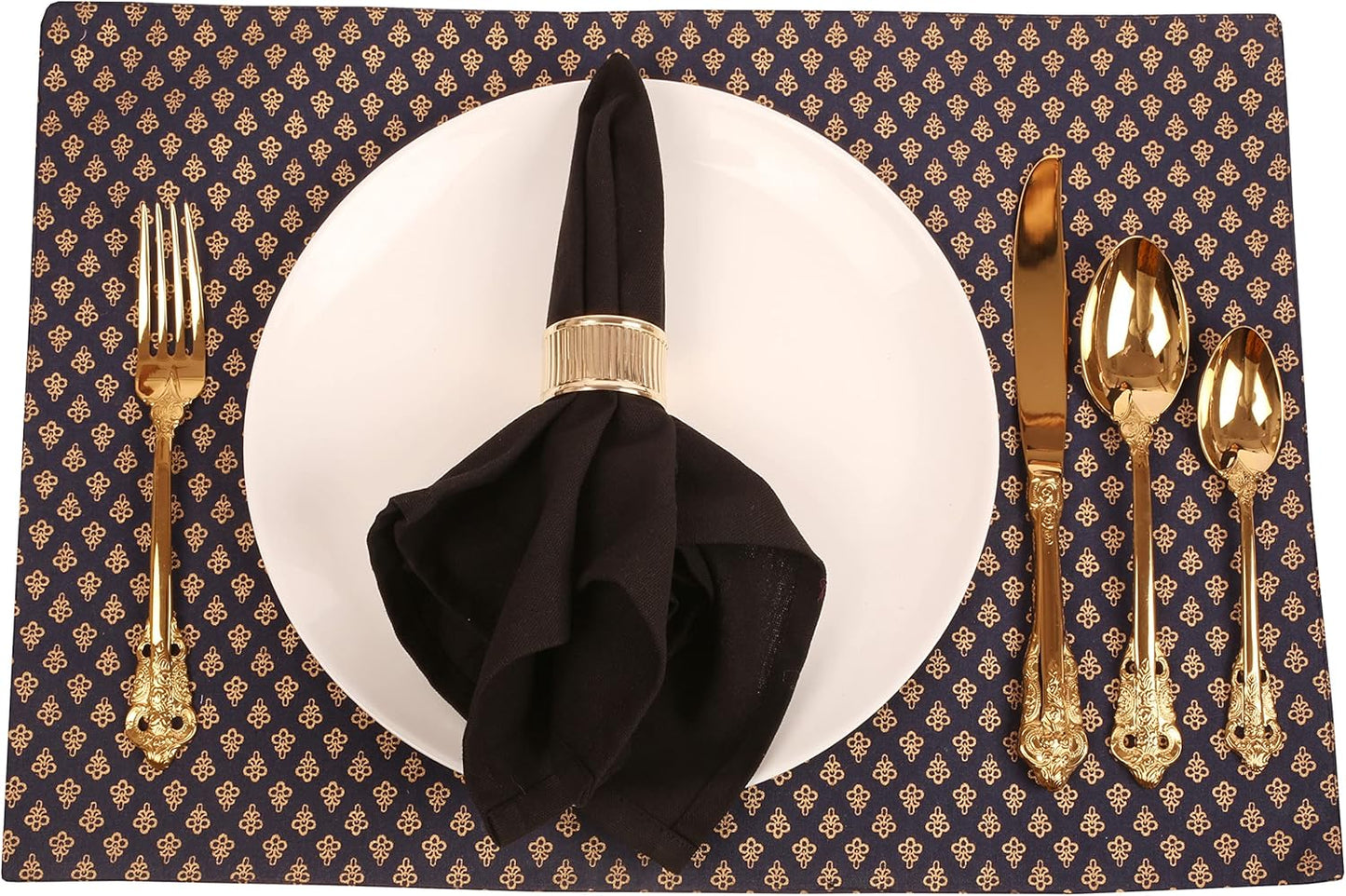 Gorgeous Beautifully Handcrafted Rolled Channels Motif Large Size Party Dining Table Napkin Holders in Gold Tone (Set of 6)