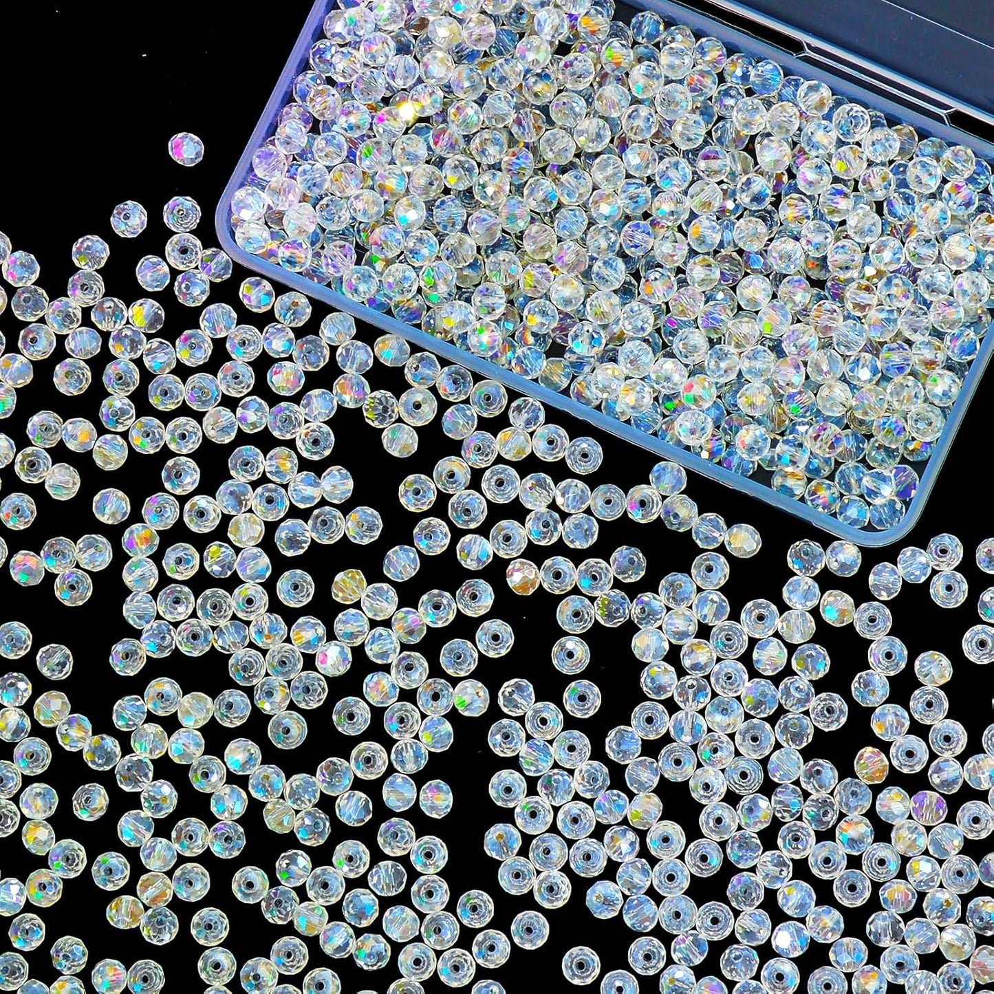 500 Pcs 6mm Round Crystal Glass Beads for DIY Jewelry, Ideal for Bracelets, Necklaces, Pendants, and Handmade Craft Projects(White AB Color)