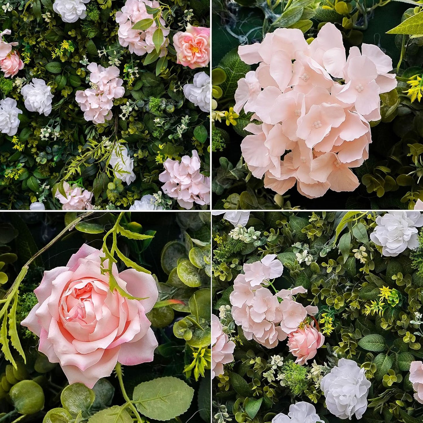 Artificial Luxury‌ Flower Wall Panels, Gorgeous 3D Silk Floral Backdrop for Wedding, Baby Show, Party and Home Decor, Quick Assembly/Storage, Eco ＆ Pet Friendly, 2 pcs, Each Panel 2 * 8 ft.