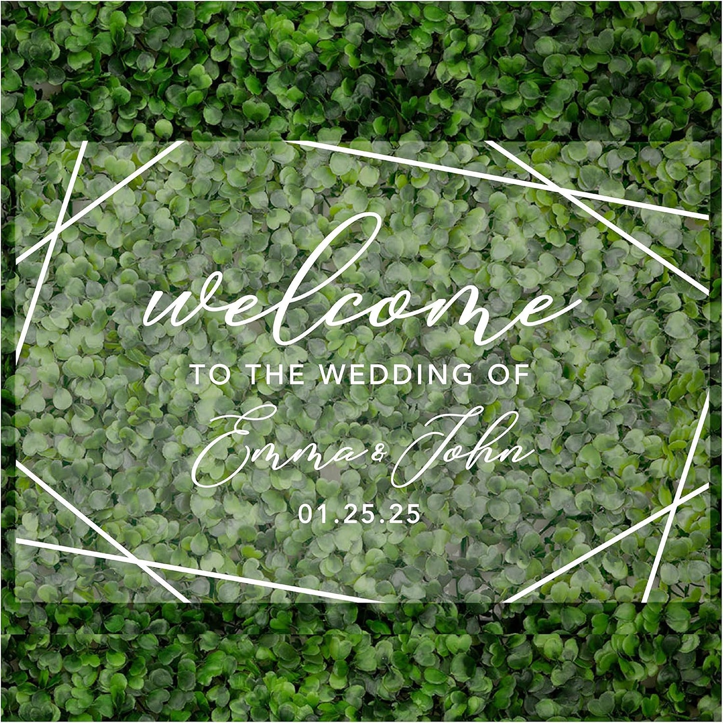 Andaz Press Custom Large Wedding Acrylic Sign, 16 x 24 Inches, Geometric Welcome, Personalized Sign, Welcome Sign For Modern Wedding Theme Wedding Decorations