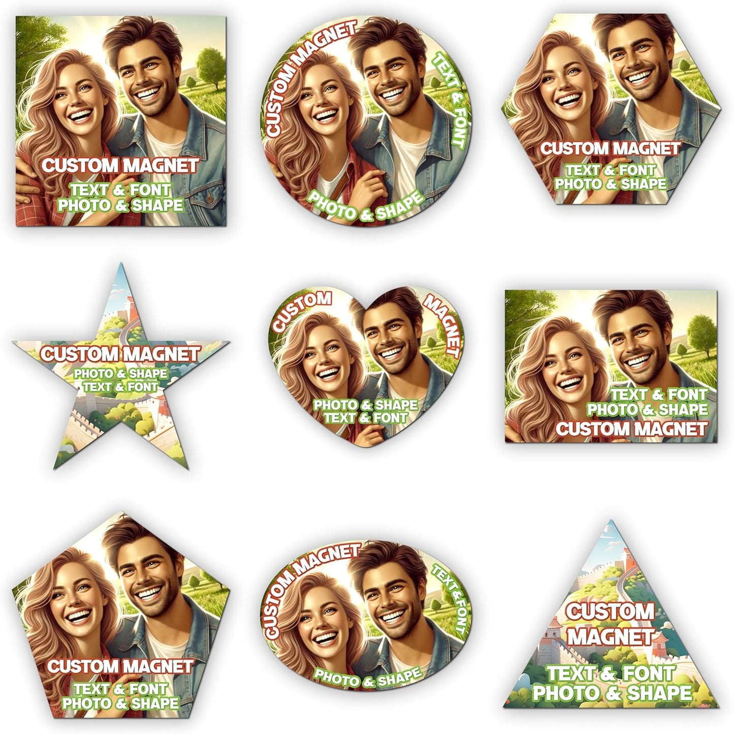 KETABAO – 5" Personalized Pentagon Magnetic Picture Magnet - Custom Refrigerator and Car Magnets for Decorations and Gifts