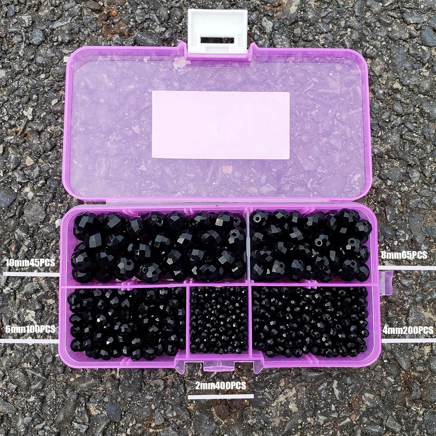 2-10mm Briolette Rondelle 810pcs Black Crystal Glass Beads Faceted Shape Crystal Spacer Beads for Bracelet Necklace Decorative Hand Jewelry Making (2/4/6/8/10mm Black)