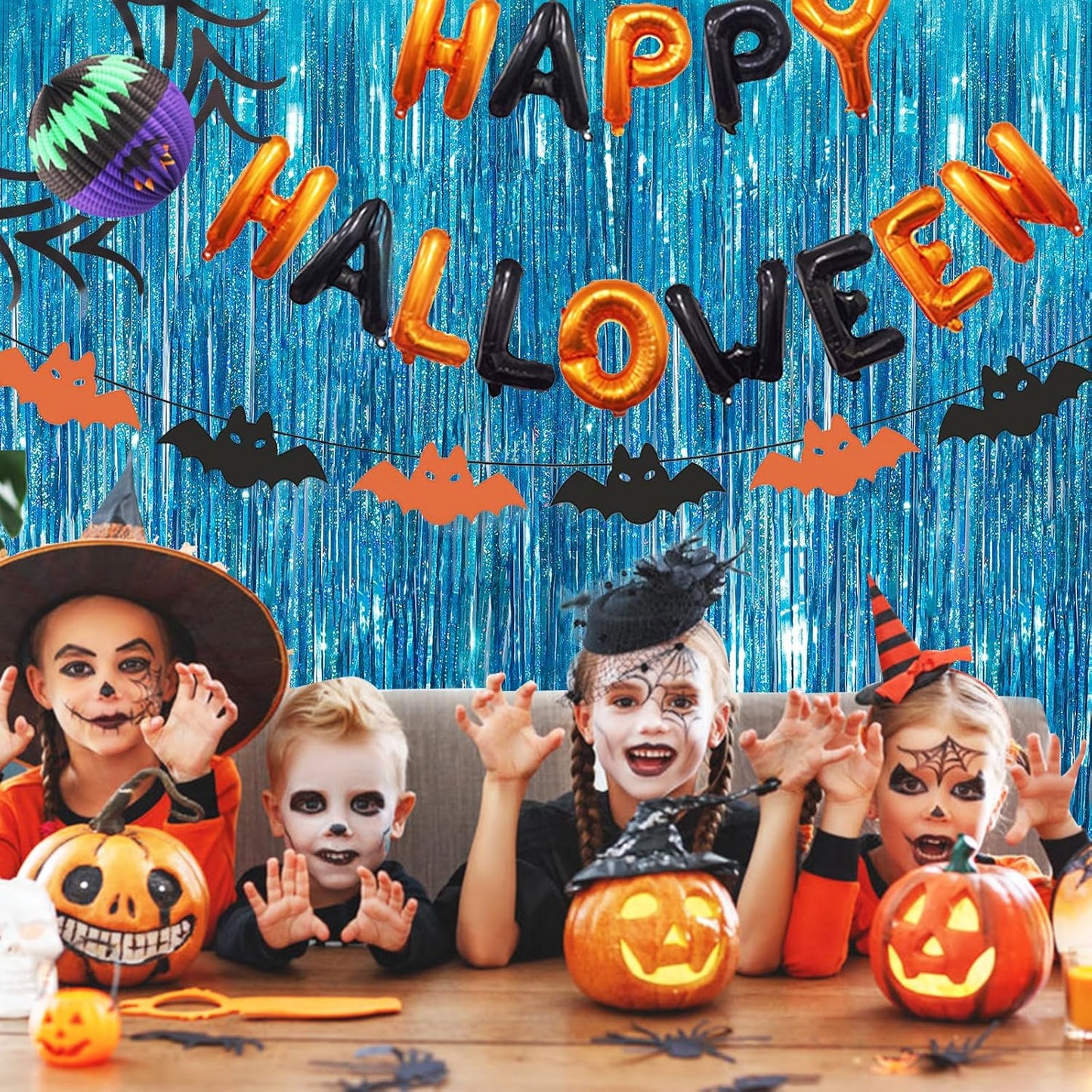 2Pack 3.3x8.3Ft Blue Foil Fringe Streamers Curtain Metallic Foil Tinsel Fringe Door Streamers for Birthday Wedding Xmas Party Photo Iridescent Blue Streamers Ocean Summer Party Decors Streamers