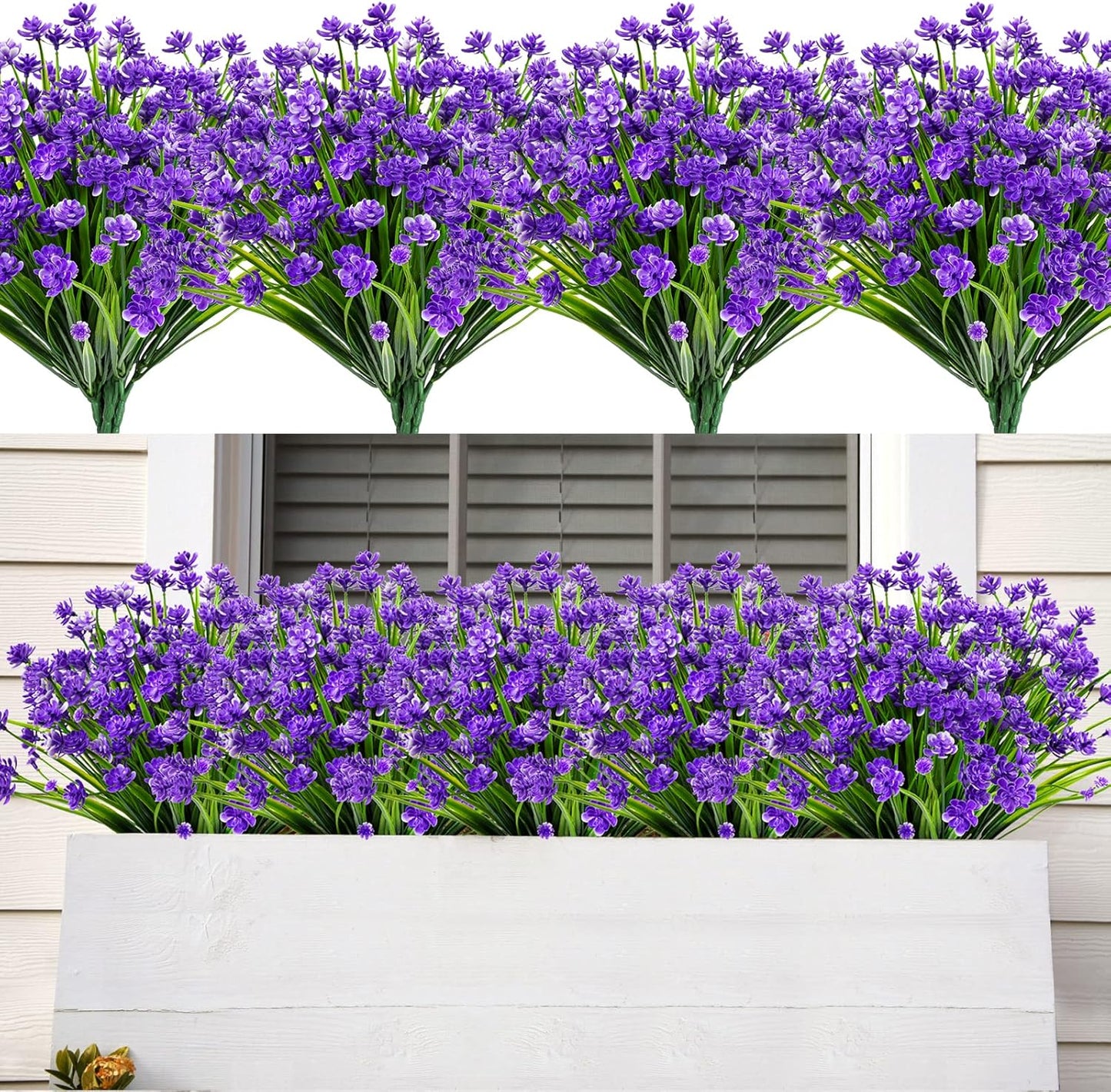 AmyHomie 20 Bundles Artificial Flowers for Outdoor Outside Spring Summer Decoration UV Resistant Faux Flowers No Fade Fake Plastic Plants Garden Porch Window Box Decorating