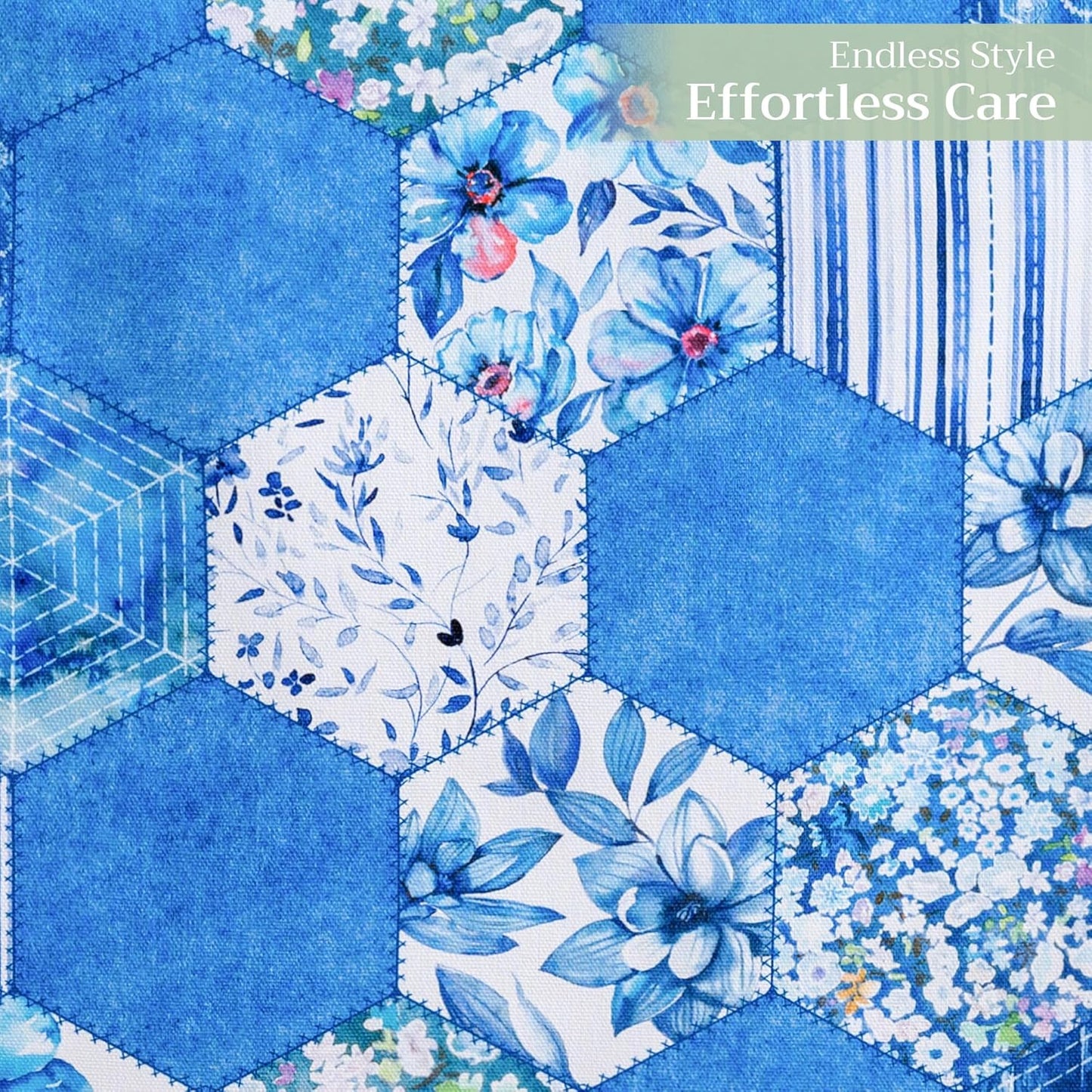 Maison d' Hermine Table Runner 100% Cotton Double Layer Table Runners 72 inches Long Decorative for Home Kitchen Dining Party Wedding Bridal Shower Spring Summer (Summer Blues, 14.50" x 72")