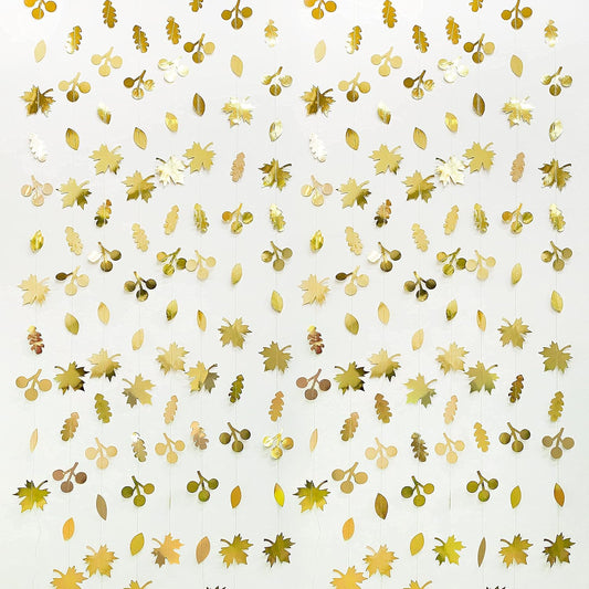 52Ft Fall Party Decorations Gold Fall Maple Leaf Paper Garlands Streamer Autumn Leaves Paper Banners for Birthday Wedding Bridal Baby Shower Engagement Bachelorette Thanksgiving Harvest Party Supplies