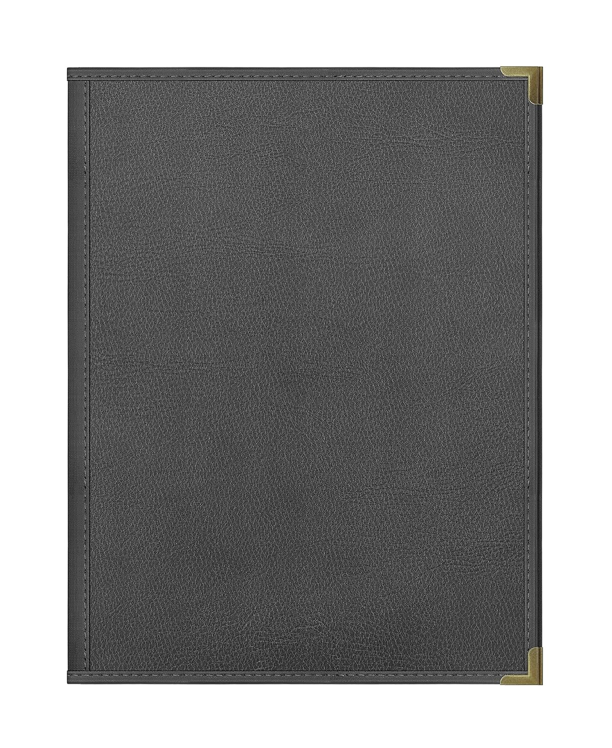 Goodsmart Pajco Style Restaurant Menu Covers – Pack of 10, Side-Loading Menu Holders, Single Stitched Edge, Clear Vinyl Menu Sleeves, Leatherette Trim, Gold Corners, Black, 2 View (8.5" x 11")