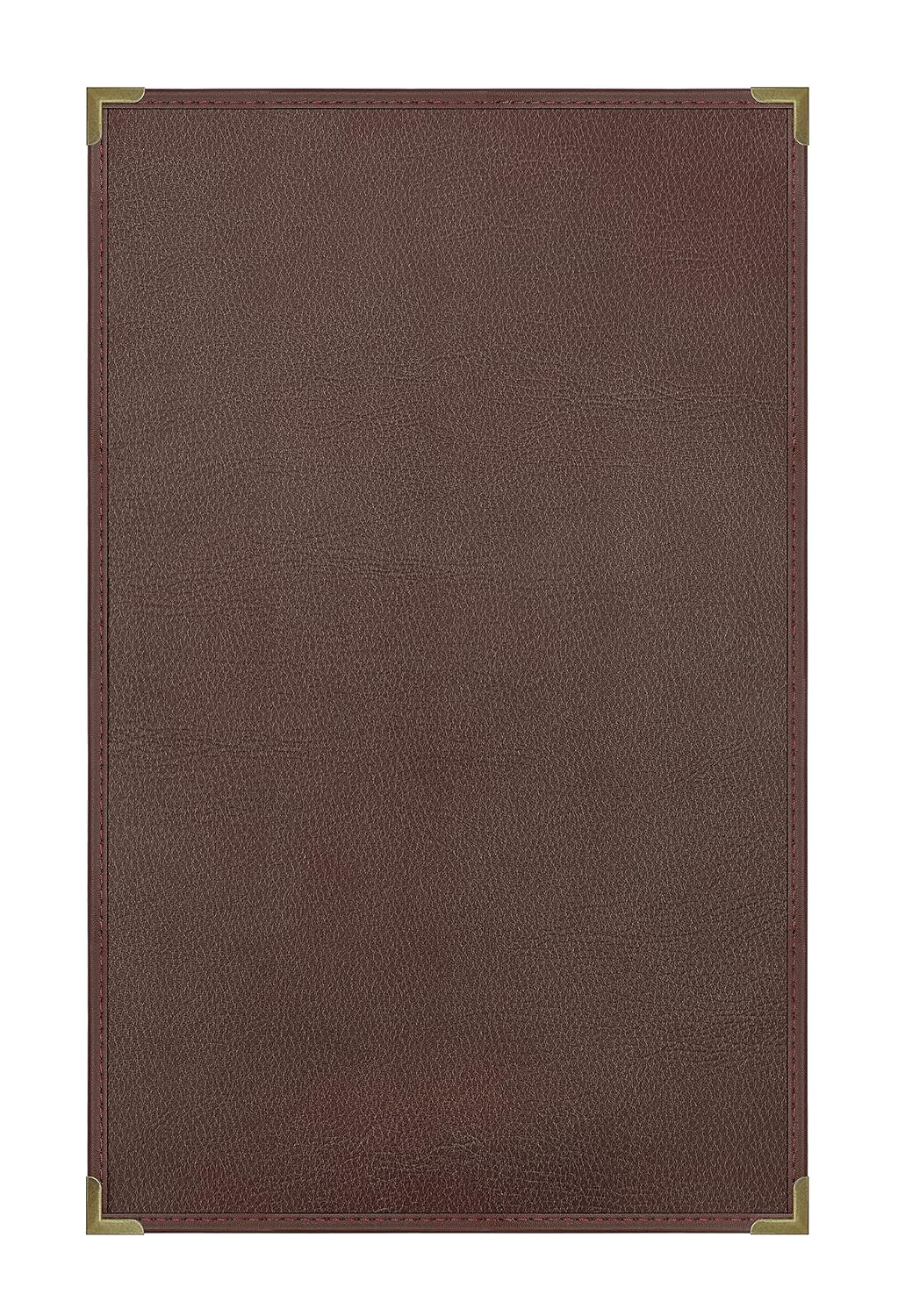 Goodsmart Pajco Style Restaurant Menu Covers – Pack of 10, Side-Loading Menu Holders, Single Stitched Edge, Clear Vinyl Menu Sleeves, Leatherette Trim, Gold Corners, Burgundy, 1 View (8.5" x 14")