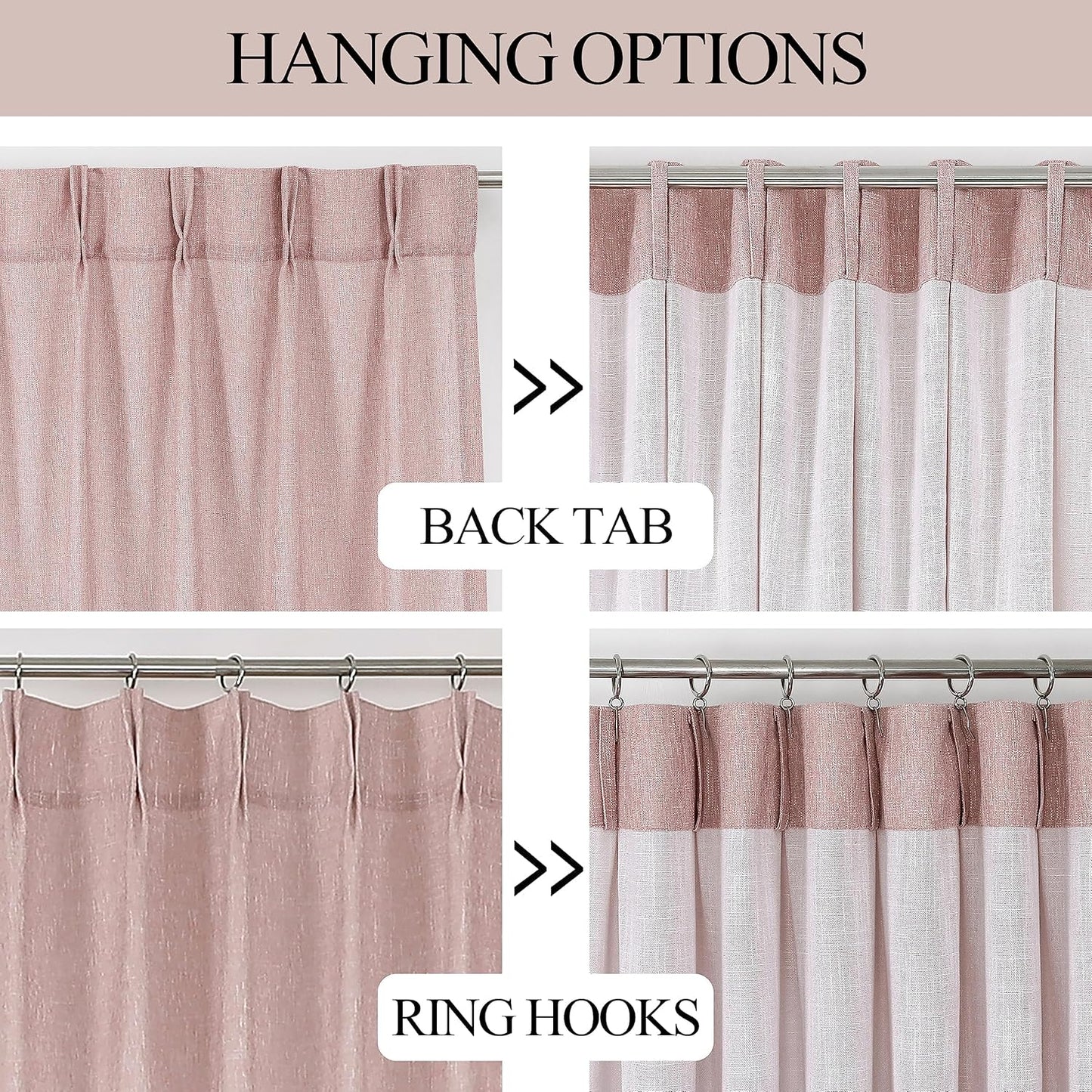 Vision Home Pink Pinch Pleated Semi Sheer Curtains for Girls Bedroom Living Room Textured Light Filtering Window Curtains 84 inch Rayon Blended Pinch Pleat Pink Drapes with Hooks 2 Panels 40" Wx84 L