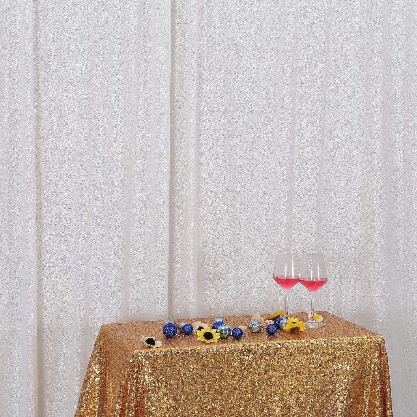 Eternal Beauty White Sequin Backdrop, 5x7 Ft Glitter Background Curtains for Christmas Shimmer Photography Party Wedding Birthday Back Drop Decor