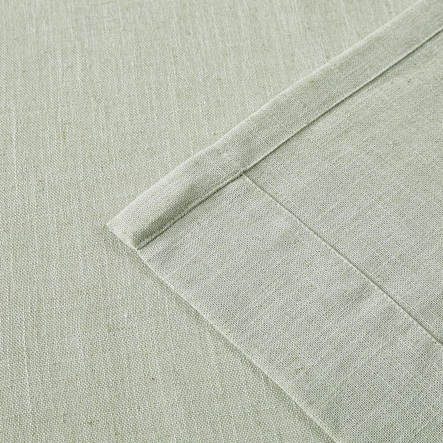 Vision Home Soft Green Pinch Pleated Semi Sheer Curtains Textured Linen Blended Light Filtering Window Curtains 120 inch for Living Room Bedroom Pinch Pleat Drapes with Hooks 10ft 2 Panels 40"Wx120"L