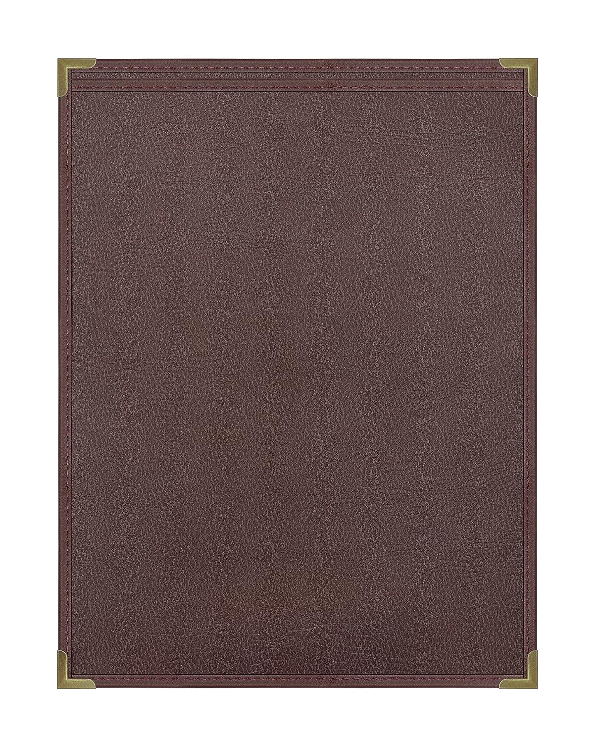 Goodsmart Pajco Style Restaurant Menu Covers – Pack of 10, Side-Loading Menu Holders, Single Stitched Edge, Clear Vinyl Menu Sleeves, Leatherette Trim, Gold Corners, Burgundy, 1 View (8.5" x 11")